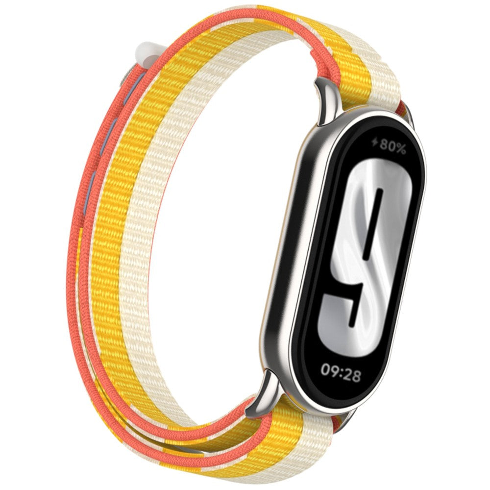 Xiaomi Mi Band 9 / Smart Band 8 Watch Strap Nylon Loop Adjustable Wrist Band - White+Yellow#serie_2