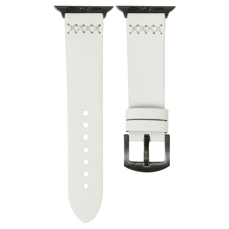 KALEBOL Apple Watch Series 49mm - 45mm - 44mm - 42mm Cross-Stitch Leather Strap - White#serie_2