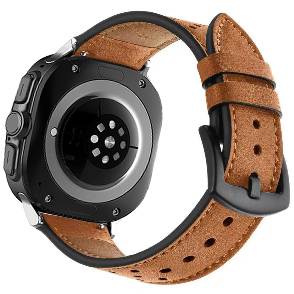 Samsung Galaxy Watch Ultra 47mm Multiple Holes Watch Strap Vintage Genuine Cow Leather Wrist Band - Brown#serie_4