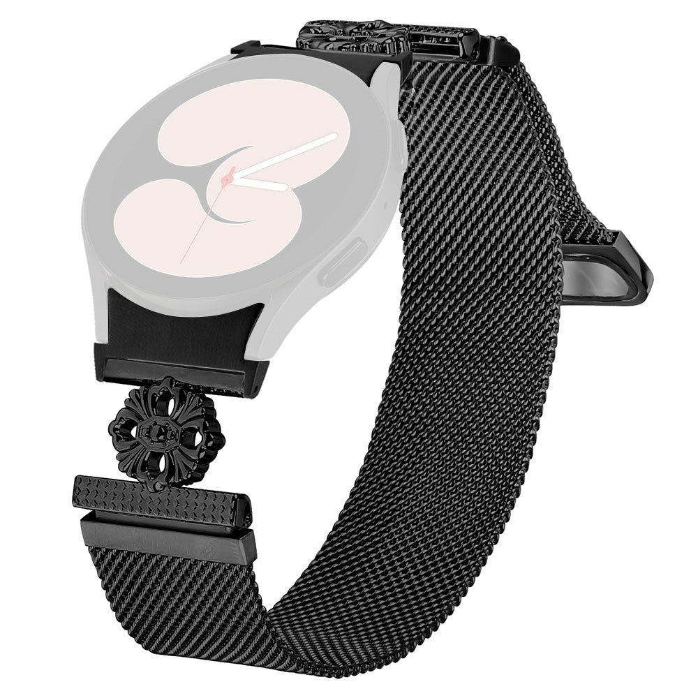 Samsung Galaxy Watch6 Classic / Watch6 Milanese Watch Band Flower Stainless Steel Strap with Connector - Black#serie_1