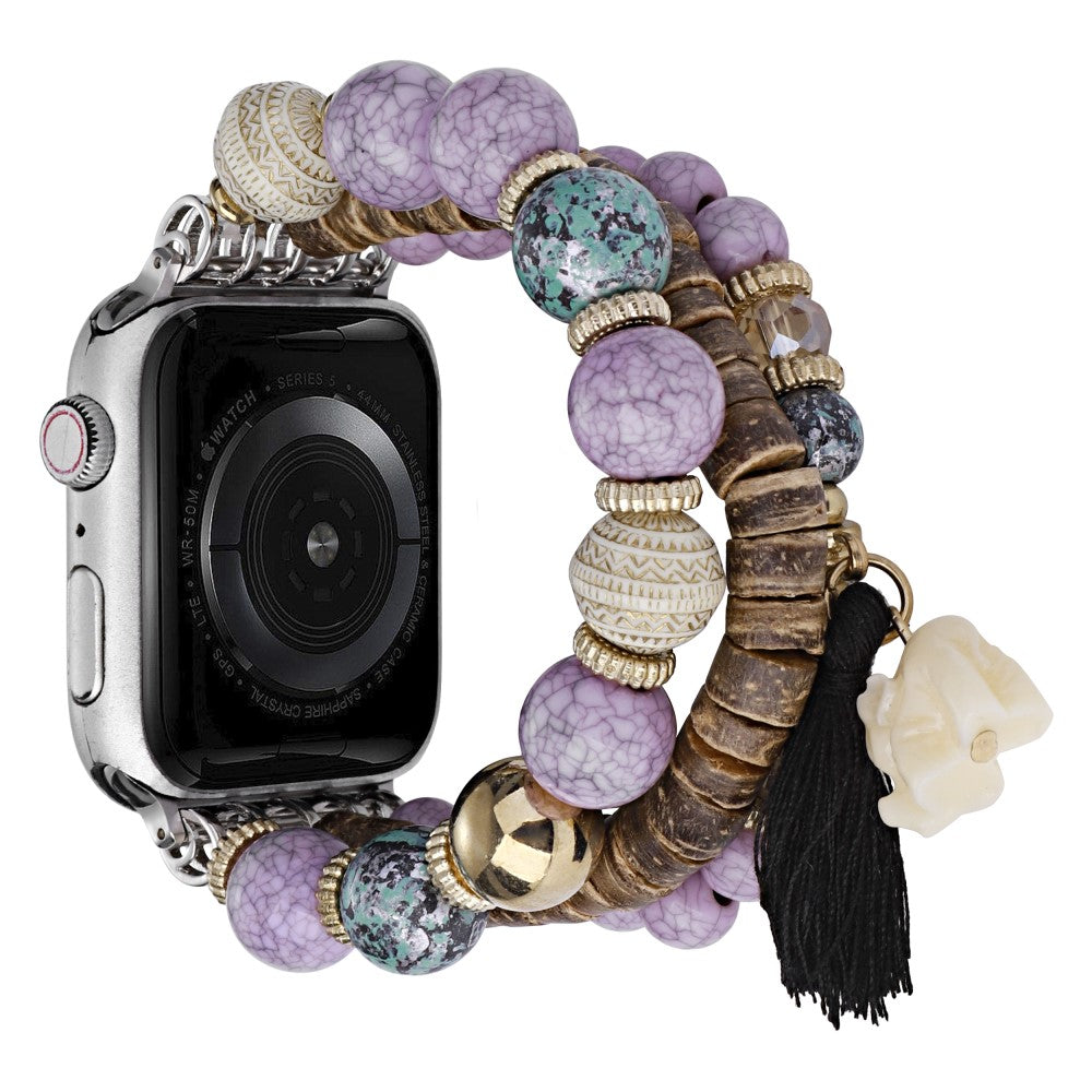 Apple Watch Series 41mm - 40mm - 38mm Beads Strap Elephant Pendant - Purple#serie_3