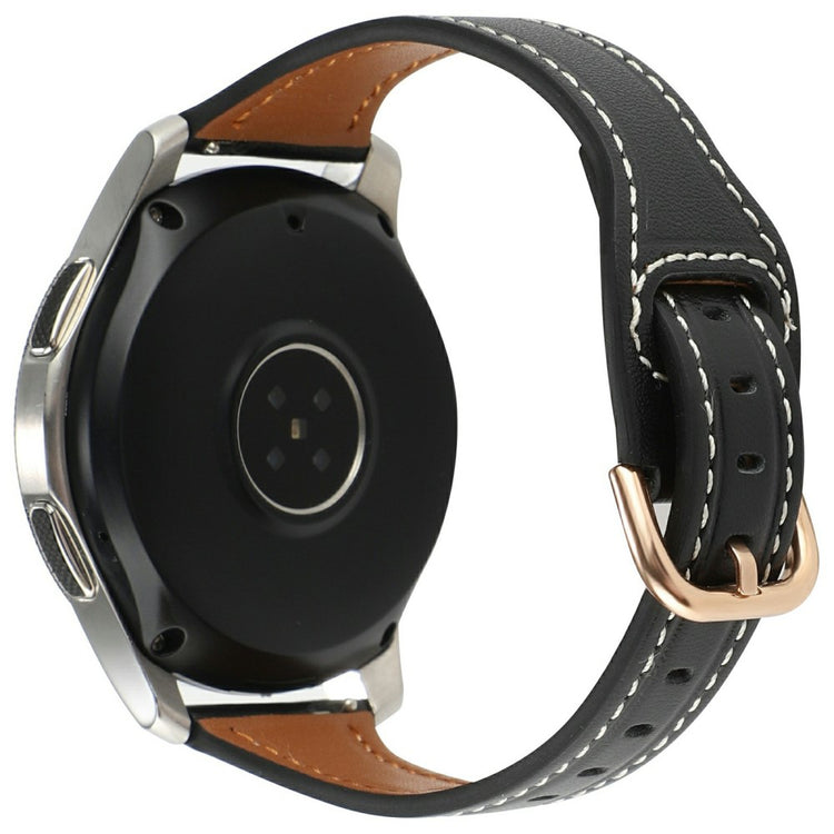 Samsung Galaxy Watch7 44mm Genuine Cow Leather 20mm Watch Strap - Black+Rose Gold Buckle#serie_7