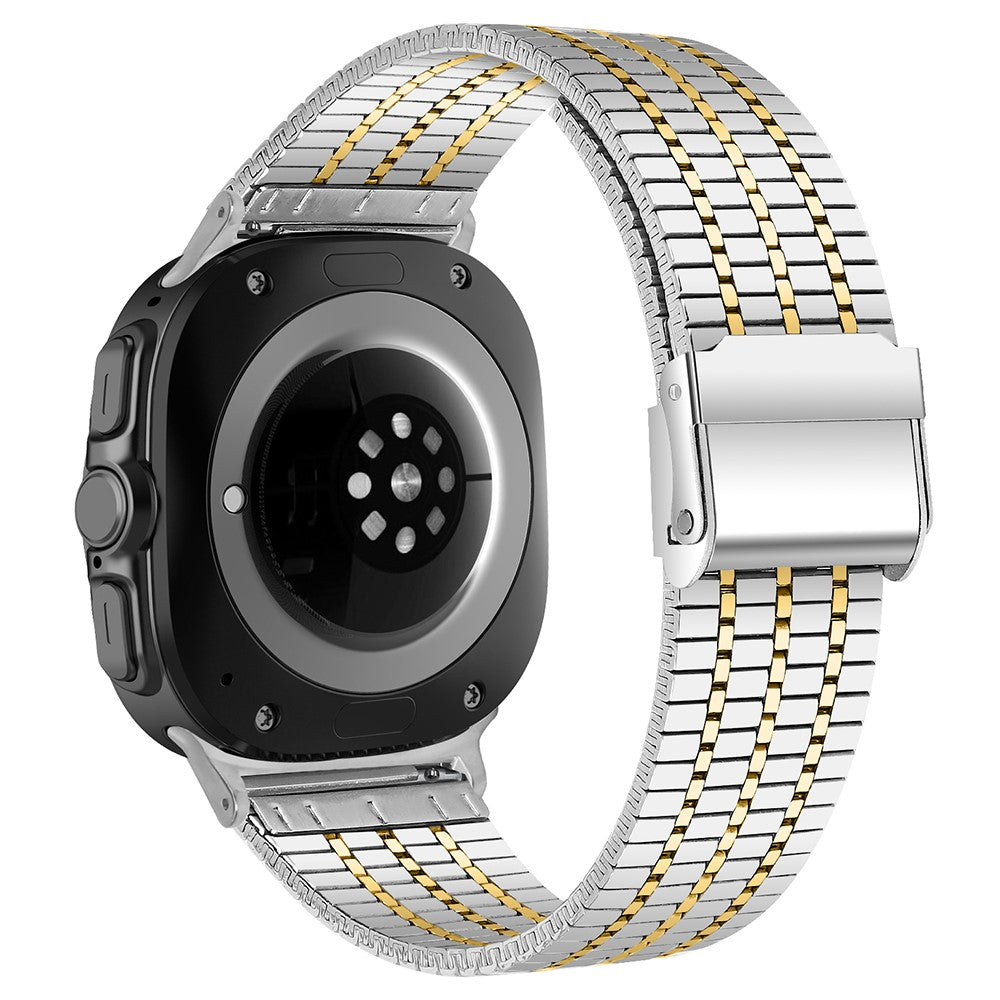 Samsung Galaxy Watch Ultra 47mm Replacement Band with Connector 7-Bead Stainless Steel Smart Watch Strap - Silver+Gold#serie_2