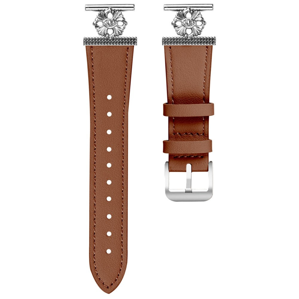 Honor MagicWatch 2 42mm Watch Band Genuine Cow Leather Flower Decor Adjustable Strap - Brown#serie_4