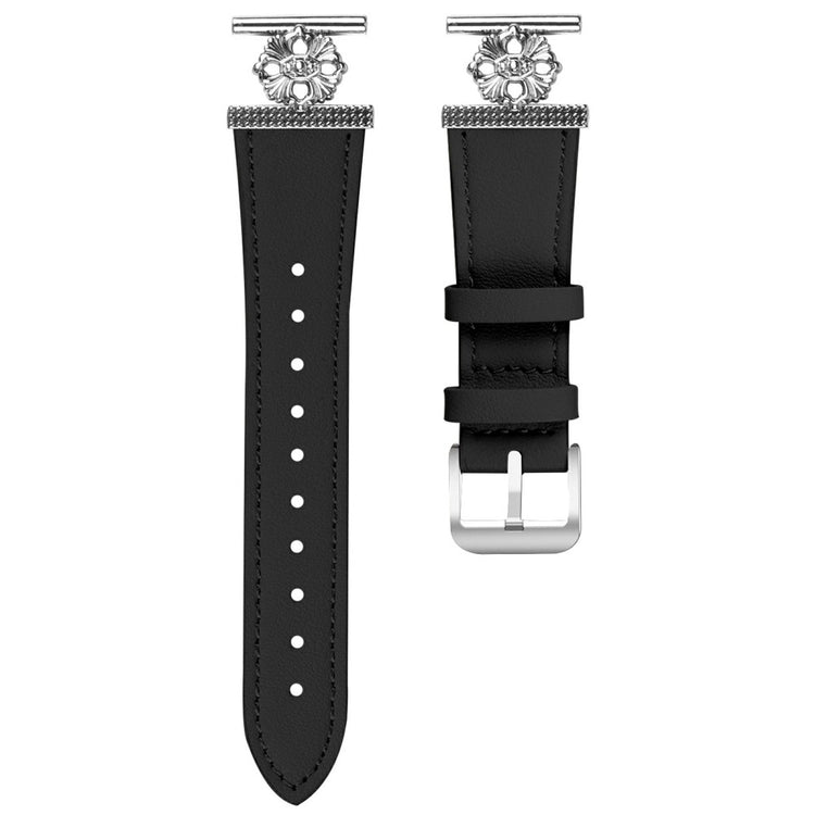 Huami Amazfit GTR 42mm Watch Band Genuine Cow Leather Flower Decor Adjustable Strap - Black#serie_2