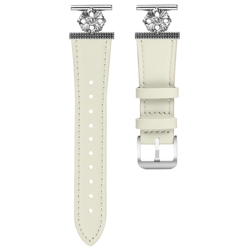 SyncUP Kids Watch Watch Band Genuine Cow Leather Flower Decor Adjustable Strap - White#serie_1