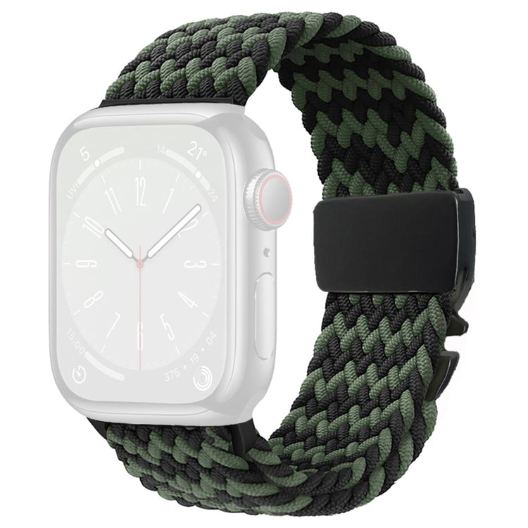 Strap Apple Watch Series 41mm - 40mm - 38mm Woven Watch Band - W-Shape Black+Green#serie_4