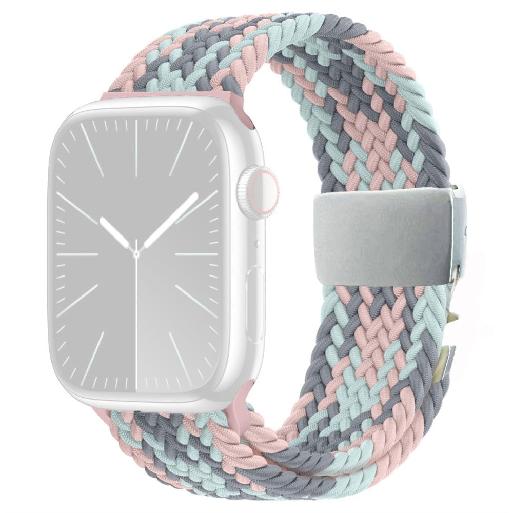 Strap Apple Watch Series 41mm - 40mm - 38mm Woven Watch Band - Grey Pink Blue#serie_12