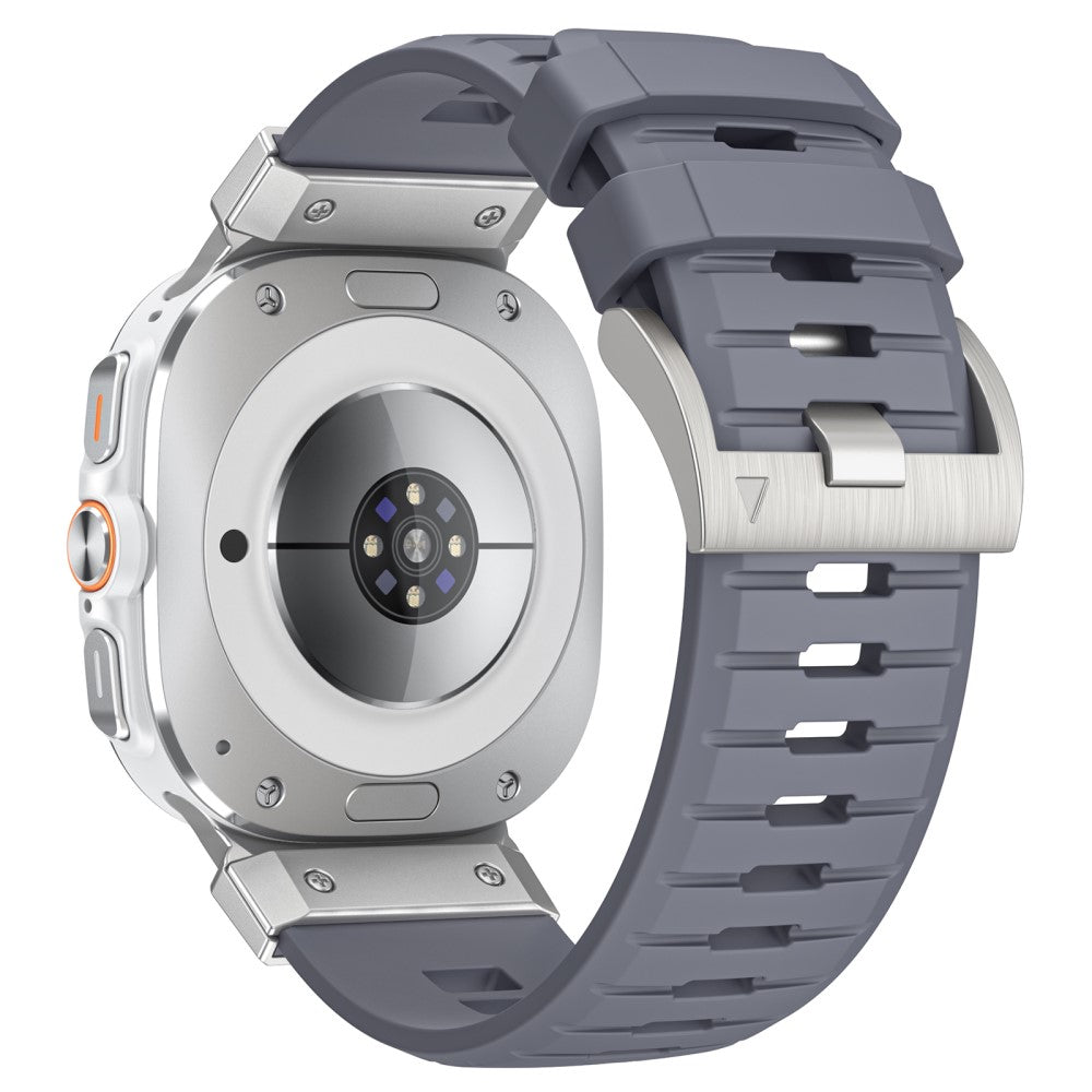 Samsung Galaxy Watch Ultra 47mm Fluorubber Strap Replacement Sport Watch Band - Grey / Silver Connector#serie_8