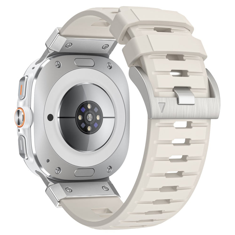 Samsung Galaxy Watch Ultra 47mm Fluorubber Strap Replacement Sport Watch Band - Starlight / Silver Connector#serie_10