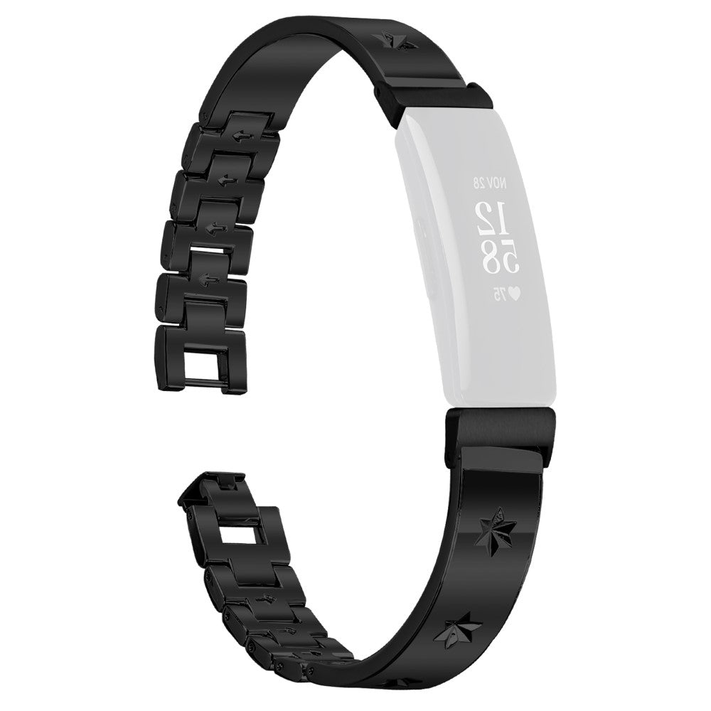 Fitbit Inspire 2 Replacement Strap Metal Watch Band Snowflake Pattern - Black#serie_1