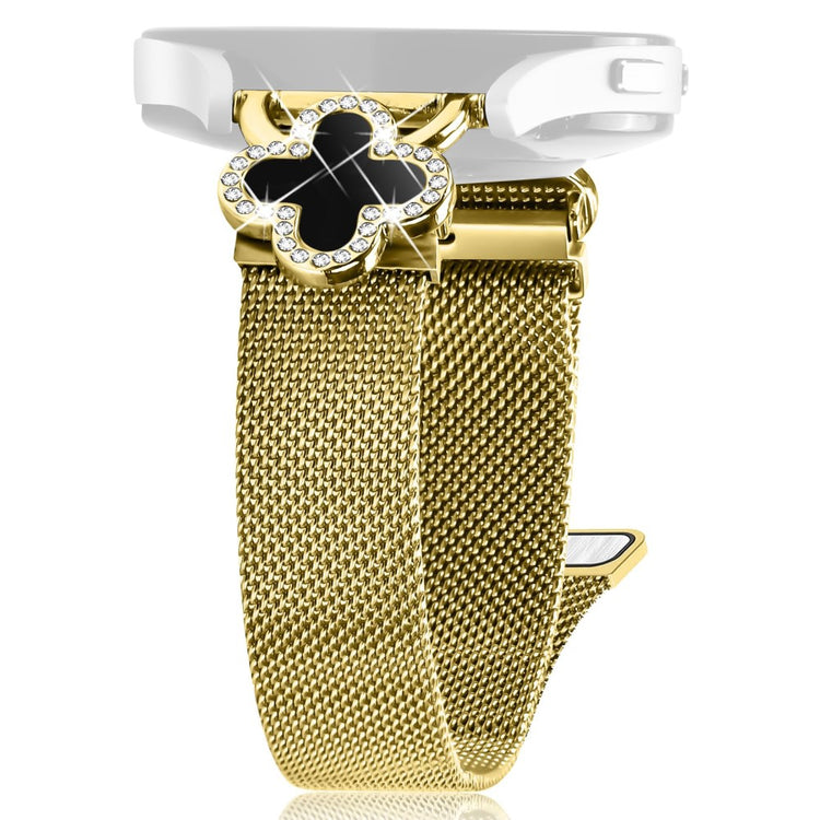 Garmin vivoactive 5 / Garminactive 5 Milanese Band Electroplated Watch Strap Clover Decor, Size: S - Gold / Black#serie_2