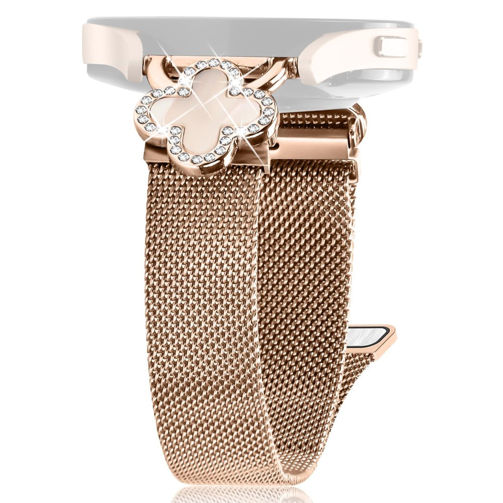 Garmin vivoactive 5 / Garminactive 5 Milanese Band Electroplated Watch Strap Clover Decor, Size: S - Rose Gold / Colored#serie_3