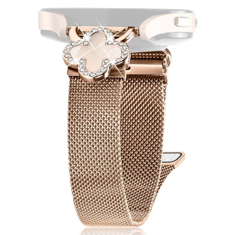 Garmin vivoactive 5 / Garminactive 5 Milanese Band Electroplated Watch Strap Clover Decor, Size: S - Rose Gold / Colored#serie_3