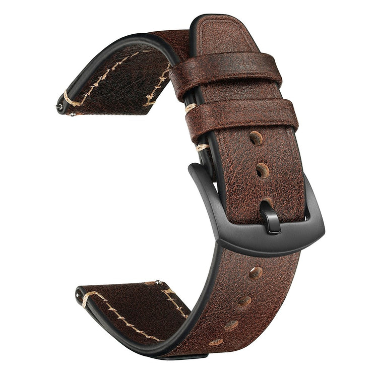 22mm Strap Huawei Watch GT 5 Pro 46mm / Garmin Forerunner 265 / Samsung Galaxy Watch3 45mm Genuine Cow Leather Watch Band - Coffee#serie_2