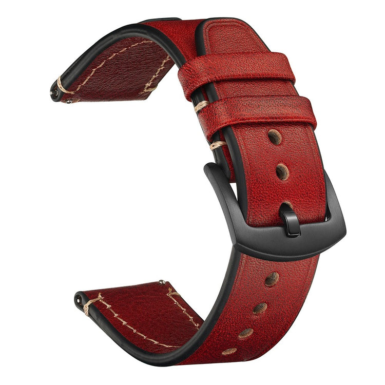 22mm Strap Huawei Watch GT 5 Pro 46mm / Garmin Forerunner 265 / Samsung Galaxy Watch3 45mm Genuine Cow Leather Watch Band - Red#serie_3