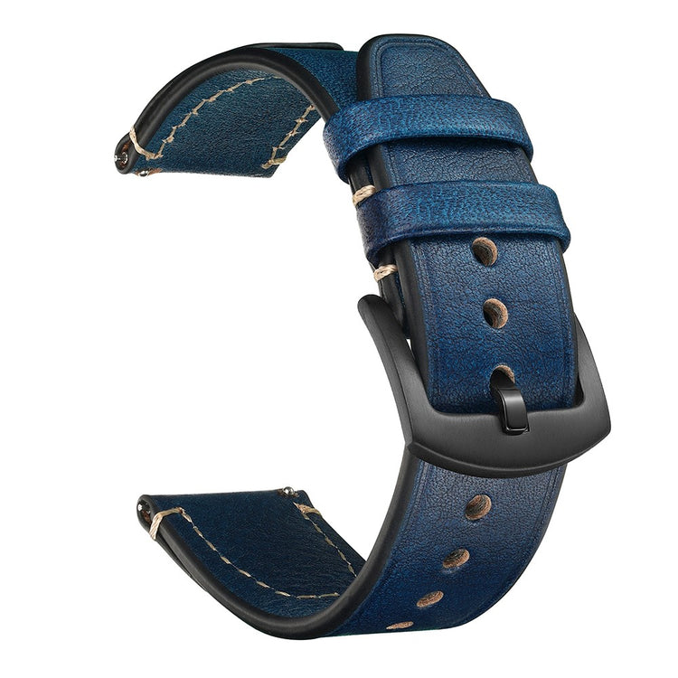 22mm Strap Huawei Watch GT 5 Pro 46mm / Garmin Forerunner 265 / Samsung Galaxy Watch3 45mm Genuine Cow Leather Watch Band - Blue#serie_4