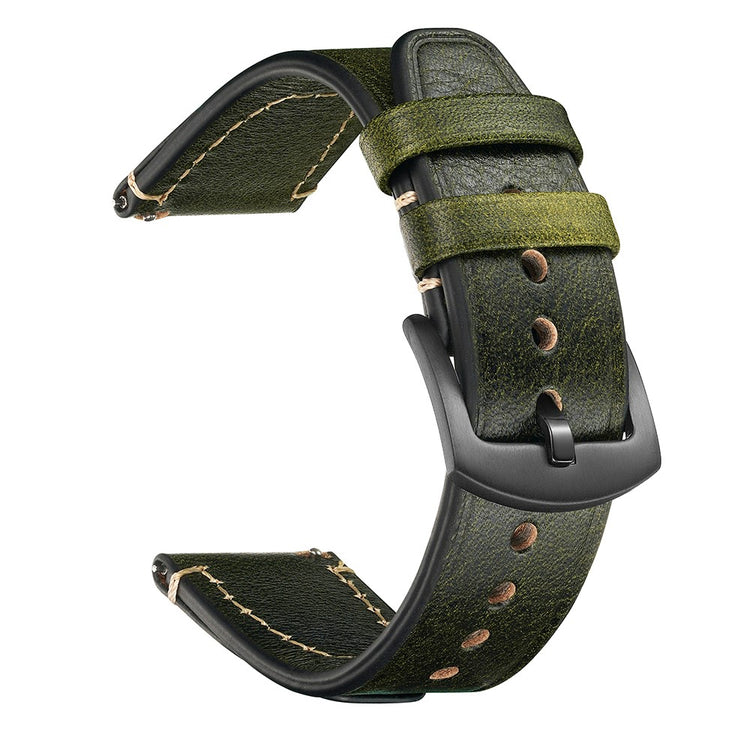 22mm Strap Huawei Watch GT 5 Pro 46mm / Garmin Forerunner 265 / Samsung Galaxy Watch3 45mm Genuine Cow Leather Watch Band - Green#serie_5