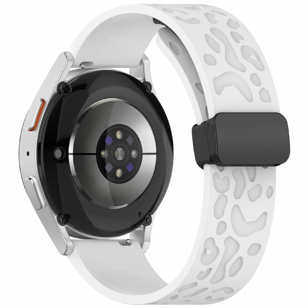KALEBOL 22mm Magnetic Silicone Strap Samsung Galaxy Watch3 45mm / Huawei Watch GT 5 46mm / GT 5 Pro 46mm Leopard Print Watch Band - White#serie_2
