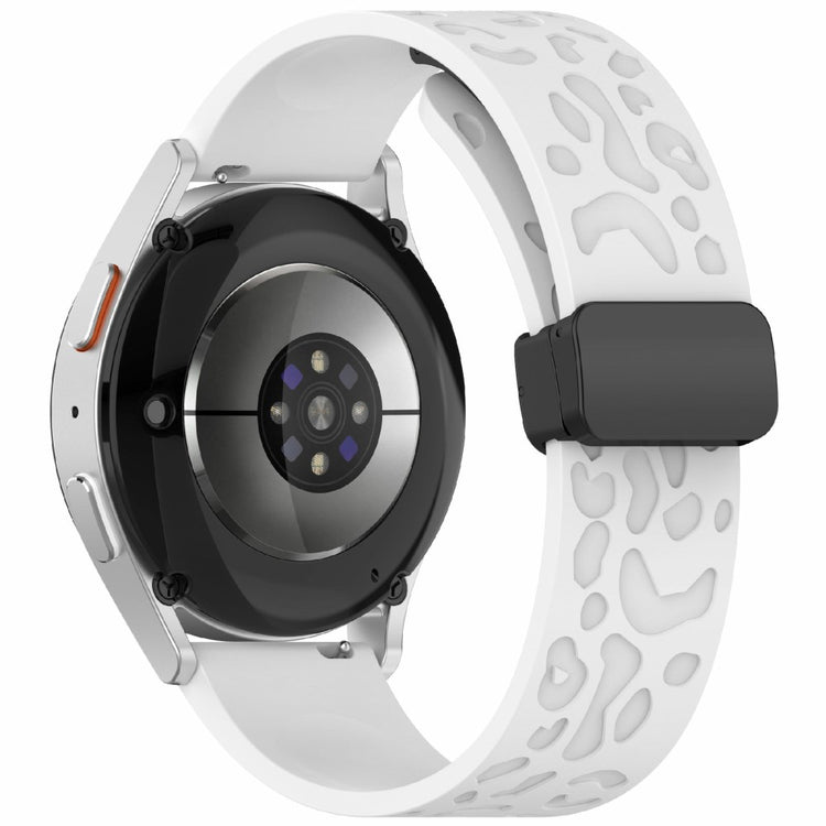 KALEBOL 22mm Magnetic Silicone Strap Samsung Galaxy Watch3 45mm / Huawei Watch GT 5 46mm / GT 5 Pro 46mm Leopard Print Watch Band - White#serie_2