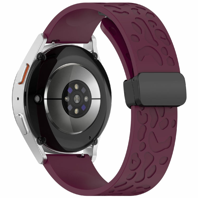 KALEBOL 22mm Magnetic Silicone Strap Samsung Galaxy Watch3 45mm / Huawei Watch GT 5 46mm / GT 5 Pro 46mm Leopard Print Watch Band - Wine Red#serie_6
