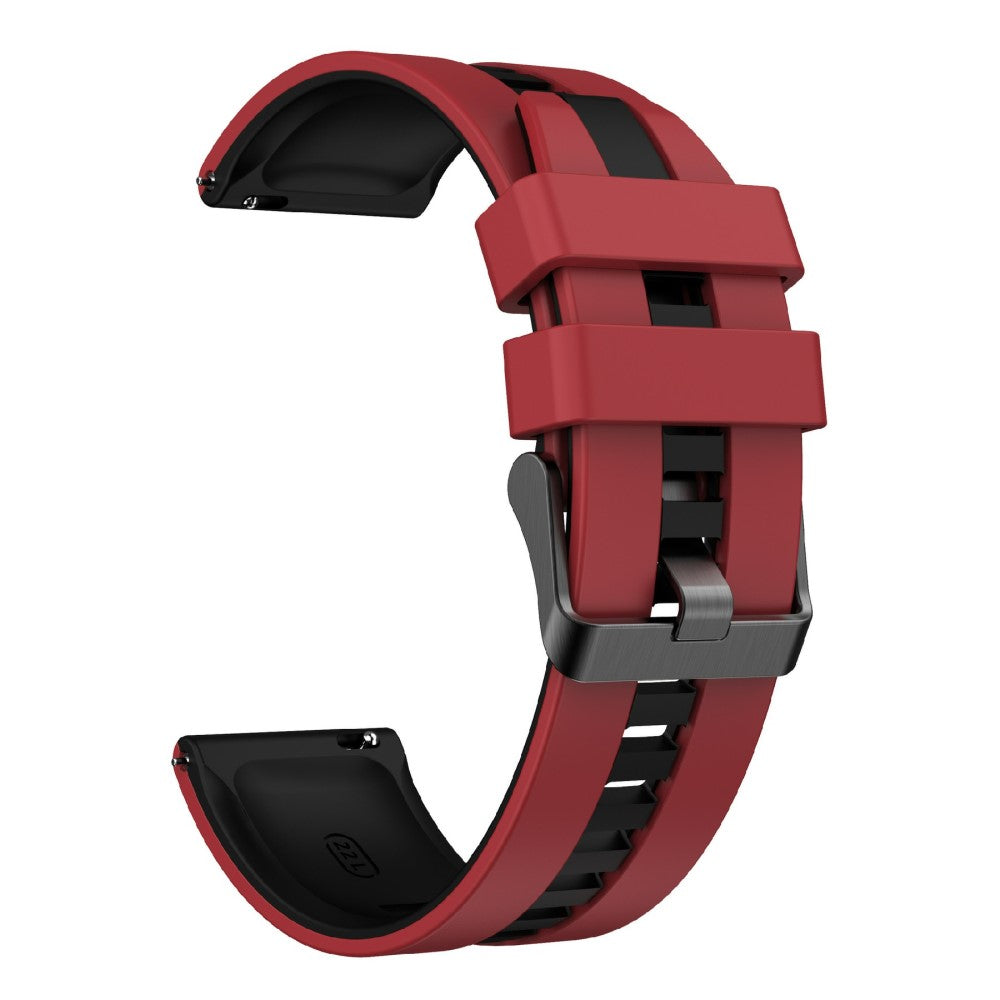 KALEBOL 22mm Dual Color Silicone Strap Samsung Galaxy Watch3 45mm / Huawei Watch GT 5 46mm / GT 5 Pro 46mm Watch Band - Dark Red+Black#serie_2