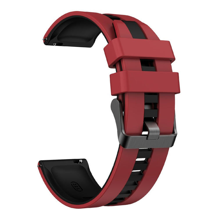 KALEBOL 22mm Dual Color Silicone Strap Samsung Galaxy Watch3 45mm / Huawei Watch GT 5 46mm / GT 5 Pro 46mm Watch Band - Dark Red+Black#serie_2
