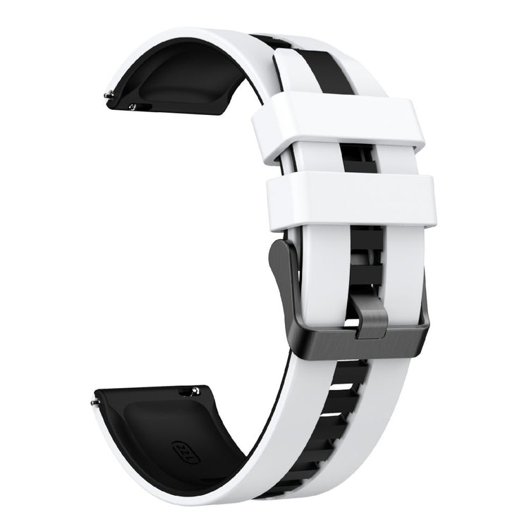 KALEBOL 22mm Dual Color Silicone Strap Samsung Galaxy Watch3 45mm / Huawei Watch GT 5 46mm / GT 5 Pro 46mm Watch Band - White+Black#serie_3