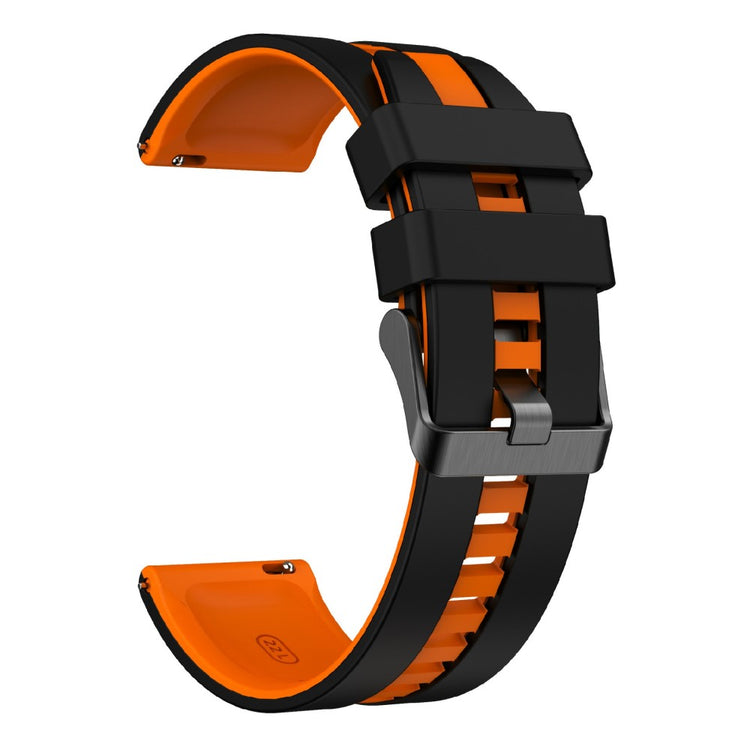 KALEBOL 22mm Dual Color Silicone Strap Samsung Galaxy Watch3 45mm / Huawei Watch GT 5 46mm / GT 5 Pro 46mm Watch Band - Black+Orange#serie_5