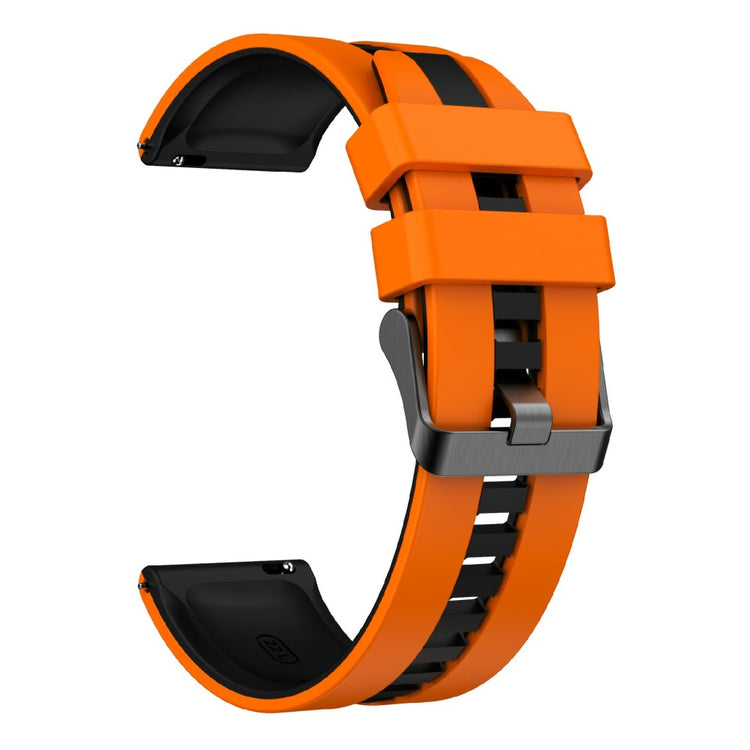 KALEBOL 22mm Dual Color Silicone Strap Samsung Galaxy Watch3 45mm / Huawei Watch GT 5 46mm / GT 5 Pro 46mm Watch Band - Orange+Black#serie_6