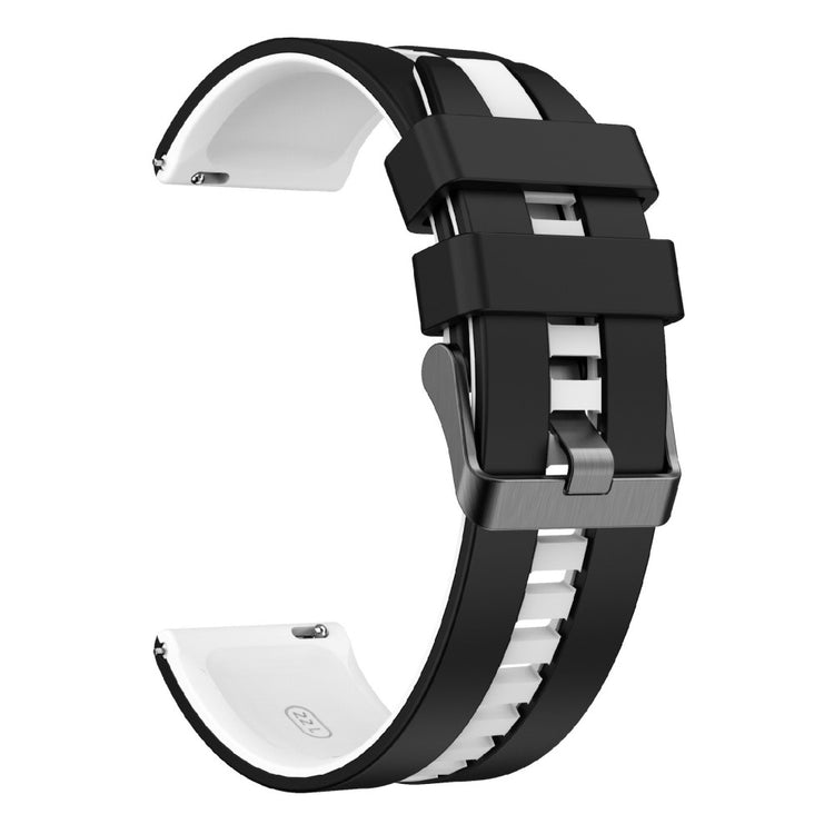 KALEBOL 22mm Dual Color Silicone Strap Samsung Galaxy Watch3 45mm / Huawei Watch GT 5 46mm / GT 5 Pro 46mm Watch Band - Black+White#serie_8