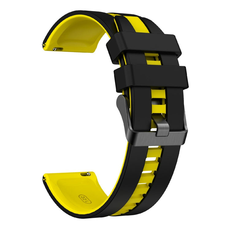 KALEBOL 22mm Dual Color Silicone Strap Samsung Galaxy Watch3 45mm / Huawei Watch GT 5 46mm / GT 5 Pro 46mm Watch Band - Black+Yellow#serie_9