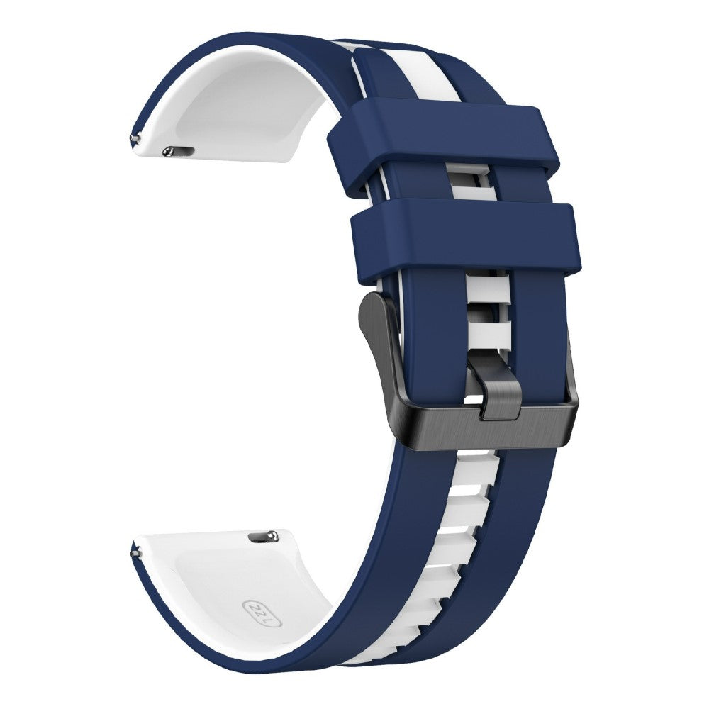 KALEBOL 22mm Dual Color Silicone Strap Samsung Galaxy Watch3 45mm / Huawei Watch GT 5 46mm / GT 5 Pro 46mm Watch Band - Dark Blue+White#serie_11