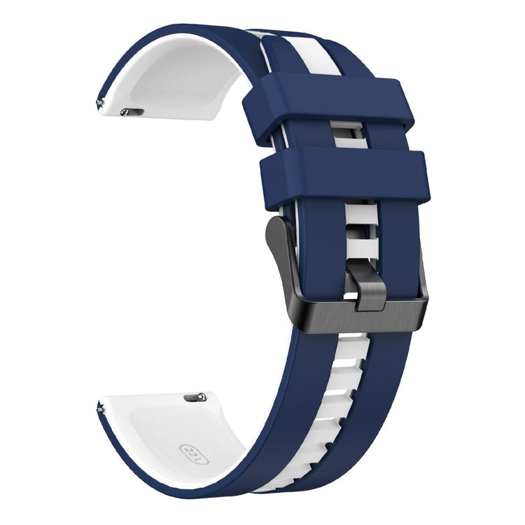 KALEBOL 22mm Dual Color Silicone Strap Samsung Galaxy Watch3 45mm / Huawei Watch GT 5 46mm / GT 5 Pro 46mm Watch Band - Dark Blue+White#serie_11