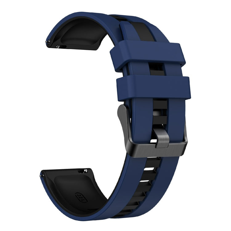 KALEBOL 22mm Dual Color Silicone Strap Samsung Galaxy Watch3 45mm / Huawei Watch GT 5 46mm / GT 5 Pro 46mm Watch Band - Dark Blue+Black#serie_12