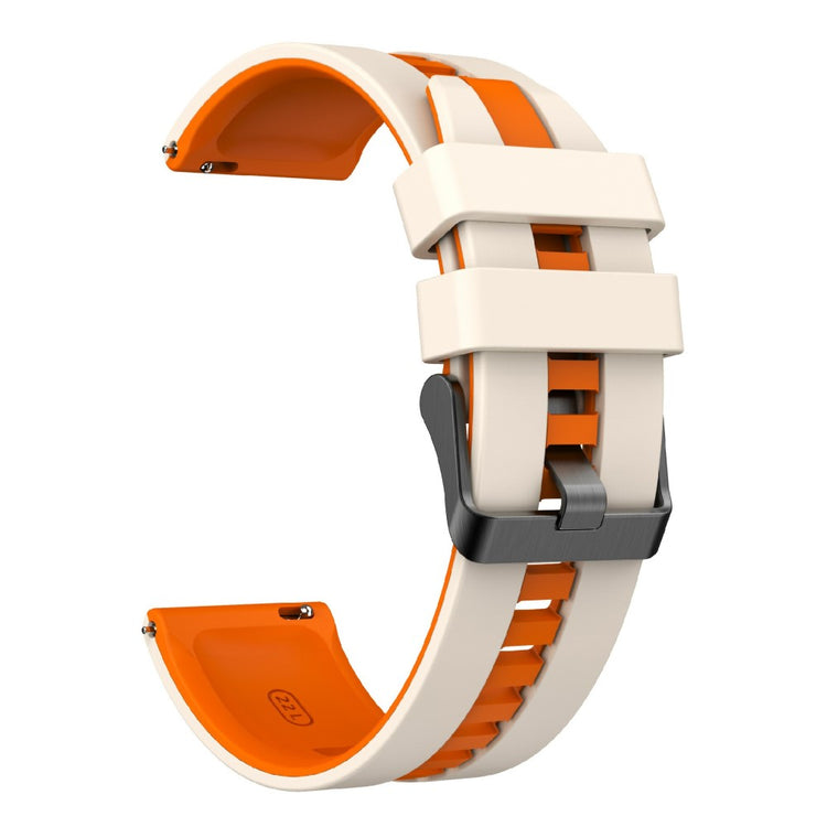KALEBOL 22mm Dual Color Silicone Strap Samsung Galaxy Watch3 45mm / Huawei Watch GT 5 46mm / GT 5 Pro 46mm Watch Band - Starlight+Orange#serie_13