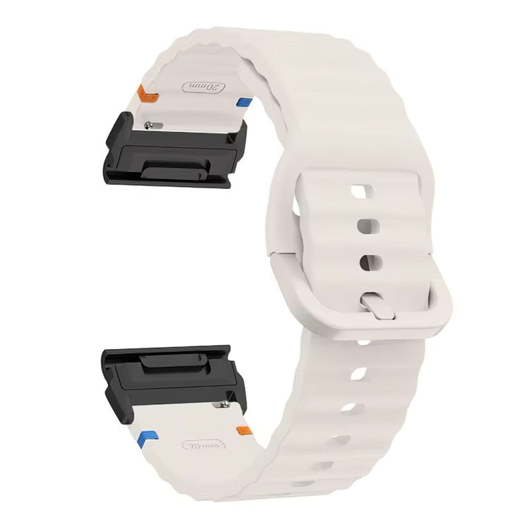 Garmin Fenix 8 47mm 22mm Quick Release Wavy Texture Silicone Watch Strap with Black Connector - Starlight#serie_11