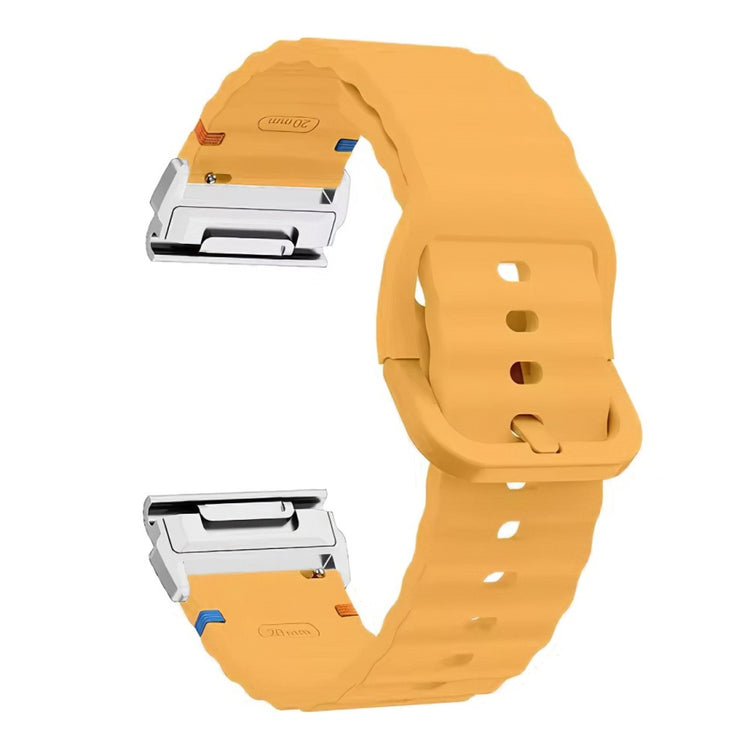 Garmin Fenix 8 47mm 22mm Quick Release Wavy Texture Silicone Watch Strap with Silver Connector - Yellow#serie_3