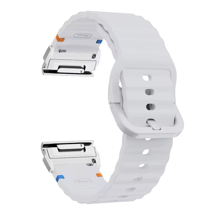 Garmin Fenix 8 47mm 22mm Quick Release Wavy Texture Silicone Watch Strap with Silver Connector - Light Grey#serie_8