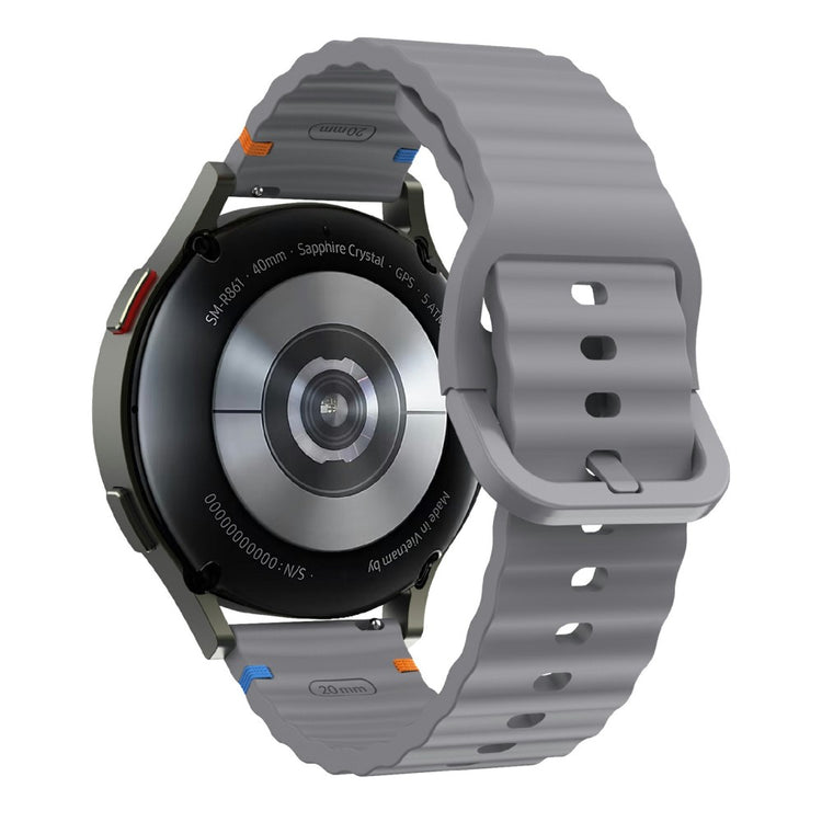 22mm Watch Band Samsung Galaxy Watch3 45mm / Watch 46m / Huawei Watch GT Wavy Pattern Silicone Strap - Grey#serie_9