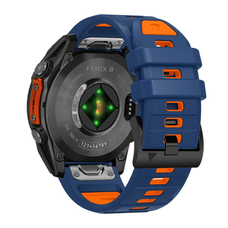 22mm Watch Band Garmin Fenix 8 47mm / Tactix 8 47mm / Quatix 7 Pro / Descent G2 , Quick Release Dual Color Silicone Strap - Sapphire + Orange#serie_3