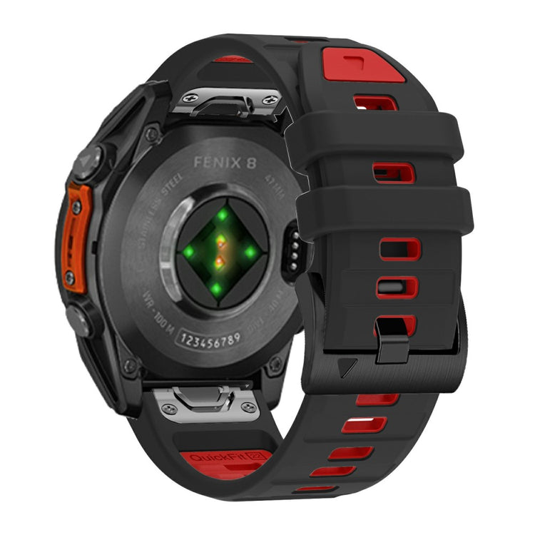 22mm Watch Band Garmin Fenix 8 47mm / Tactix 8 47mm / Quatix 7 Pro / Descent G2 , Quick Release Dual Color Silicone Strap - Black + Red#serie_6