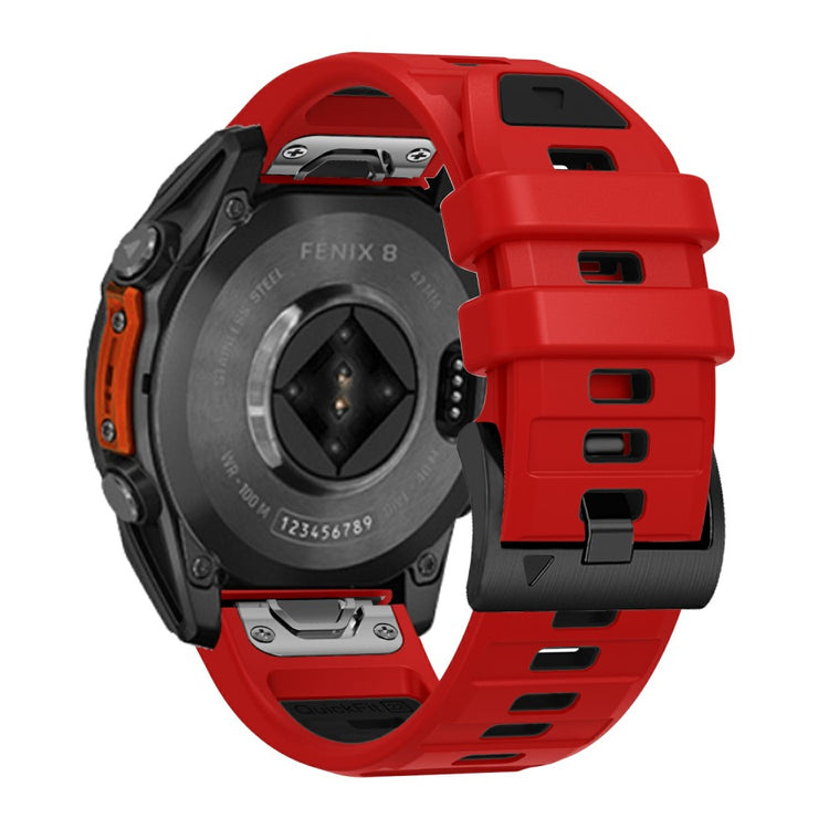 22mm Watch Band Garmin Fenix 8 47mm / Tactix 8 47mm / Quatix 7 Pro / Descent G2 , Quick Release Dual Color Silicone Strap - Red + Black#serie_9