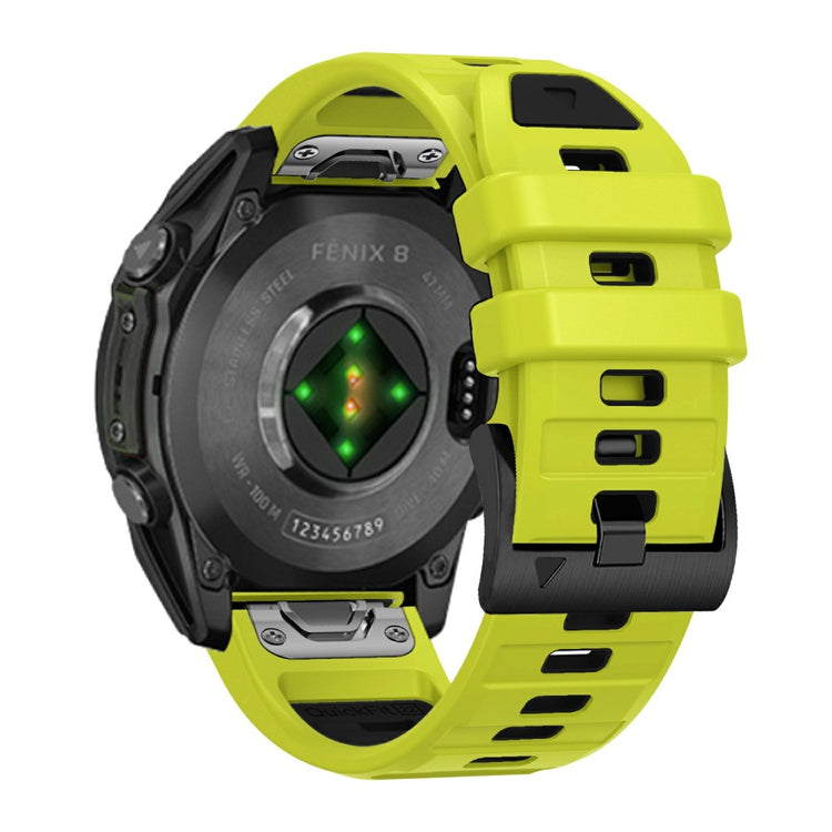 22mm Watch Band Garmin Fenix 8 47mm / Tactix 8 47mm / Quatix 7 Pro / Descent G2 , Quick Release Dual Color Silicone Strap - Lime + Black#serie_12