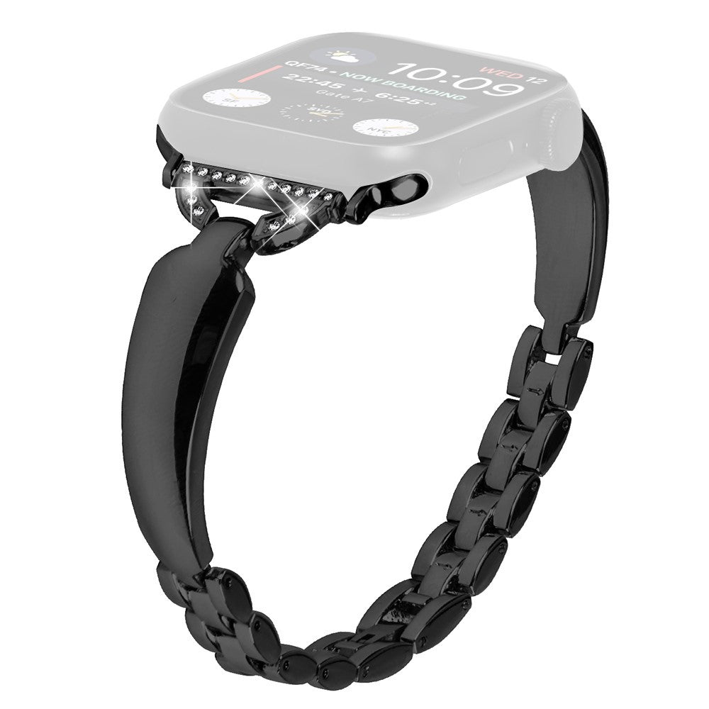 Elegant Metal Og Rhinsten Universal Rem passer til Apple Smartwatch - Sort#serie_1