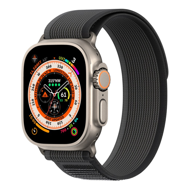 Rigtigt Sejt Metal Og Nylon Universal Rem passer til Apple Smartwatch - Sort#serie_1