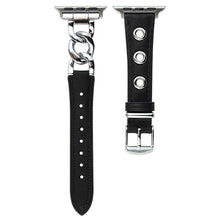 Kønt Metal Og Kunstlæder Universal Rem passer til Apple Smartwatch - Sort#serie_1
