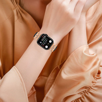 Solid Kunstlæder Og Rhinsten Universal Rem passer til Apple Smartwatch - Sort#serie_1