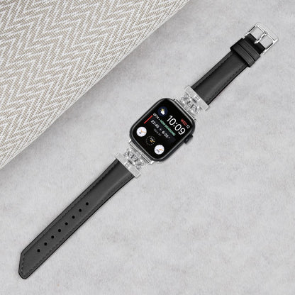 Smuk Kunstlæder Og Rhinsten Universal Rem passer til Apple Smartwatch - Sort#serie_1