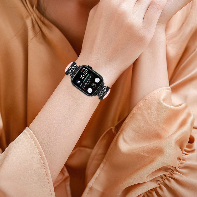 Cool Kunstlæder Og Rhinsten Universal Rem passer til Apple Smartwatch - Pink#serie_3